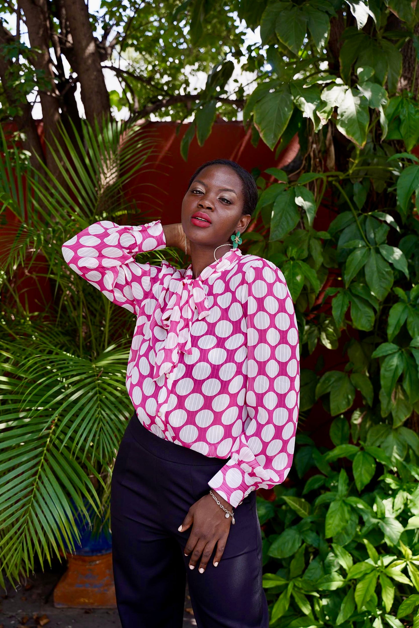 Blusa Rosa Estampado de Lunares