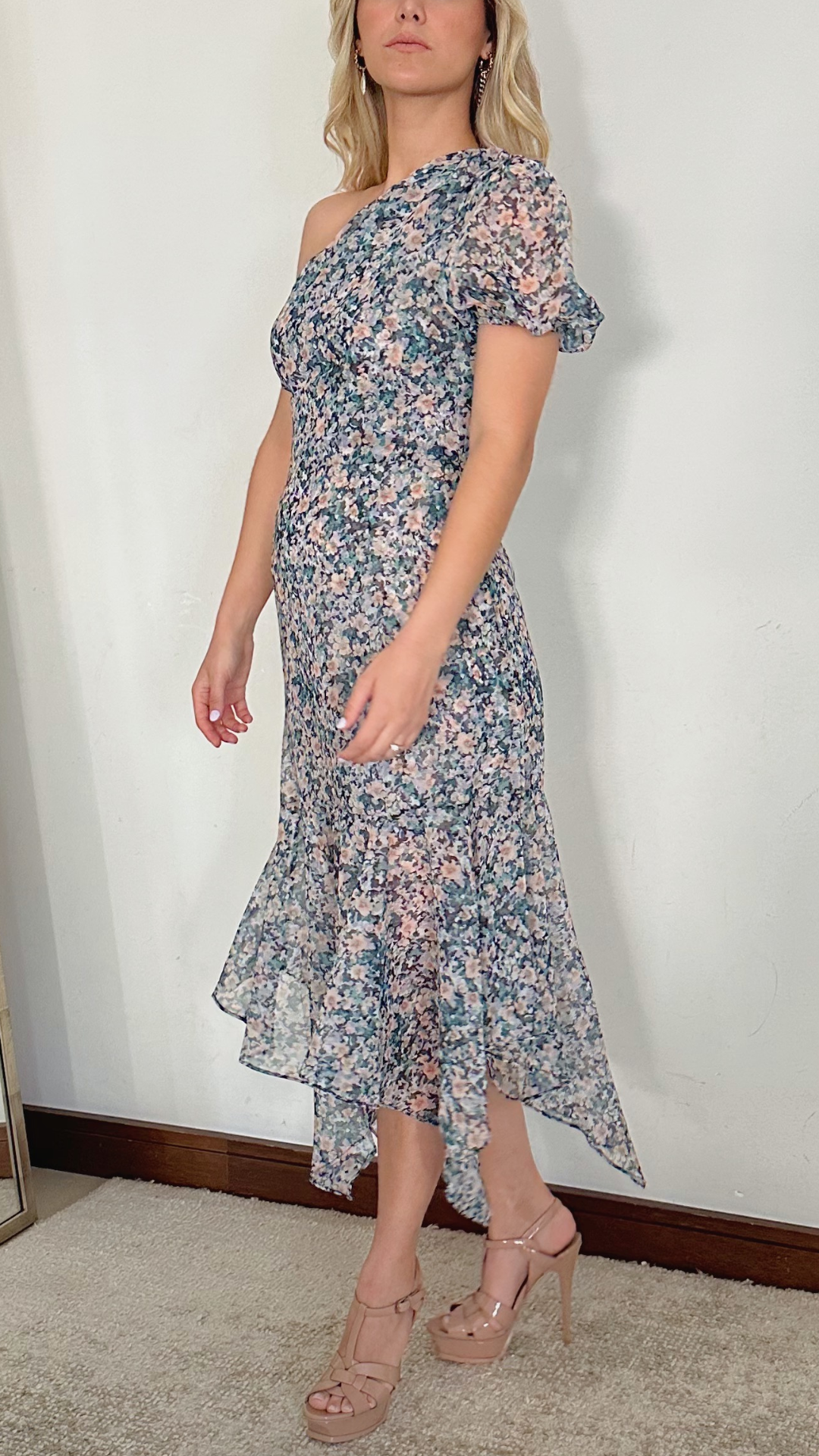 Anna Vestido Midi Estampado de Flores