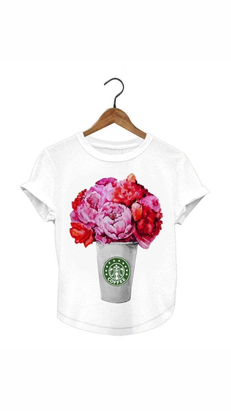 Flowers and Coffee Graphic Tee